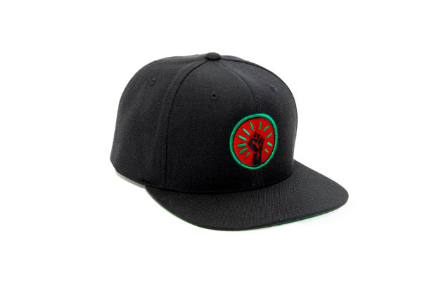 Black Fist Snapback Hats - Black