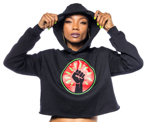 Women’s Black Fist cropped hoodie