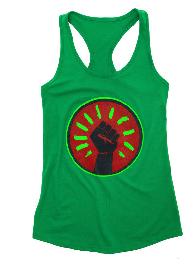 Women's Black Fist Tank Top - Green