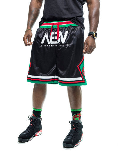 ABV / Black Fist Embroidered Drop Crotch Shorts - Black